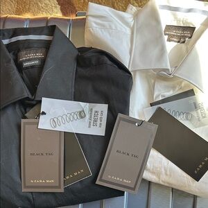 ZARA MAN TWO Black & White Dress Shirts - Black Tag